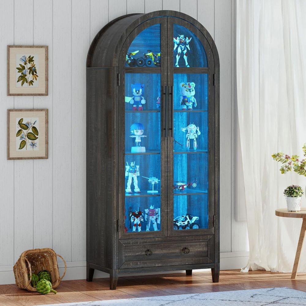 Lighting & Home Decor Studio - 73-Zoll Vitrine mit gewölbtem Glas, 4