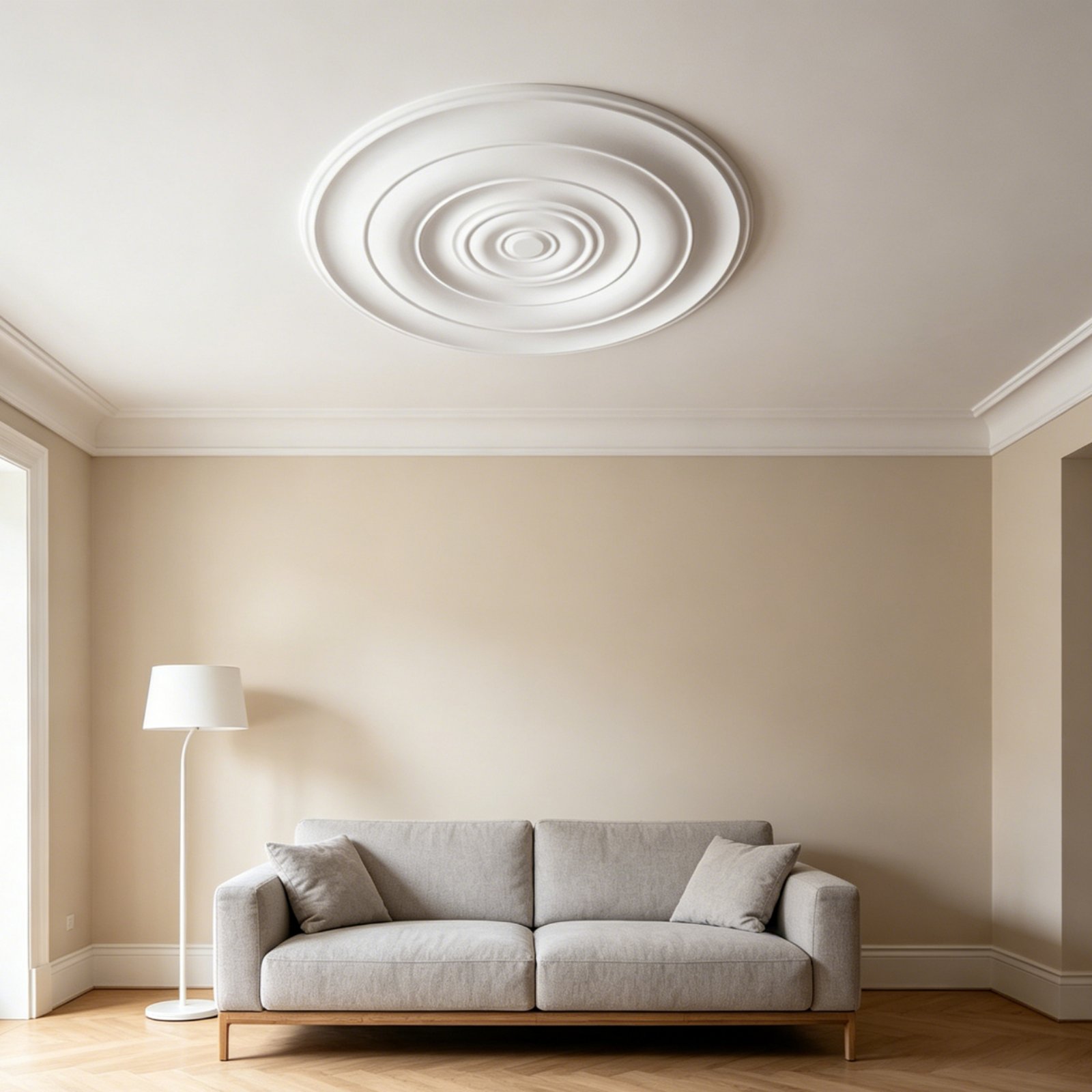 Lightings Decoration - Runde Deckenrosette im Europäischen Design, PU-Deckenornament,
