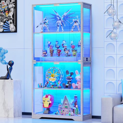 Lighting & Home Decor Studio - Vitrine mit Glastüren, 4-stufige Vitrine, Schwarz