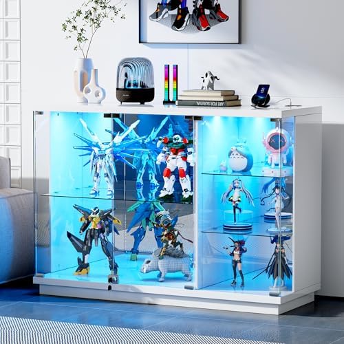 Lighting & Home Decor Studio - Glasvitrine mit Schloss & LED-Beleuchtung, Hochglanz-Sideboard
