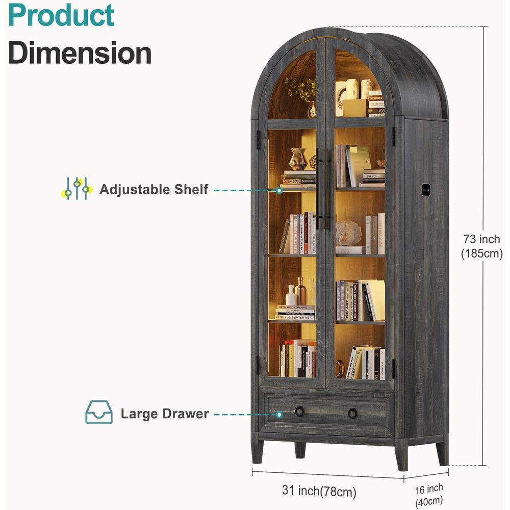 73-Zoll Vitrine mit gewölbtem  – Lighting & Home Decor Studio Bewertung und Preis