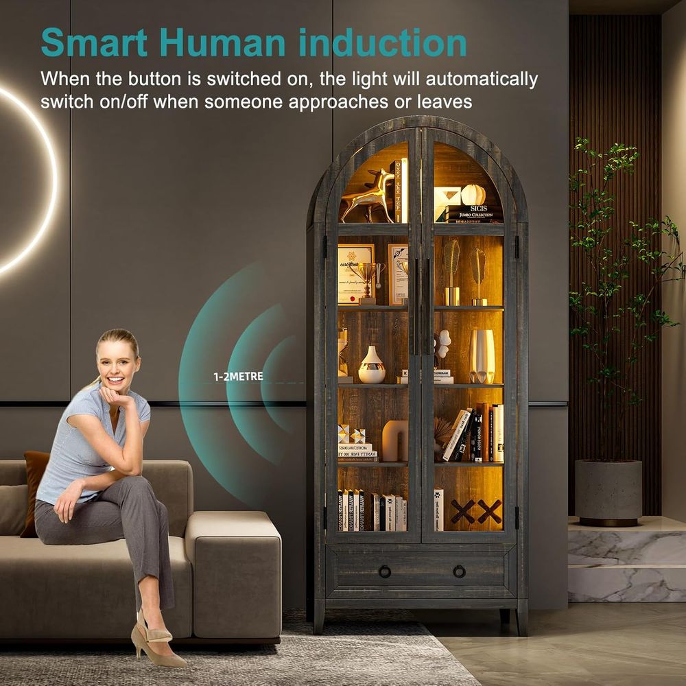 73-Zoll Vitrine mit gewölbtem  – Lighting & Home Decor Studio Bewertung und Preis