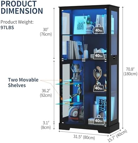71'' Vitrine mit 5 Ebenen und  – Lighting & Home Decor Studio Bewertung und Preis