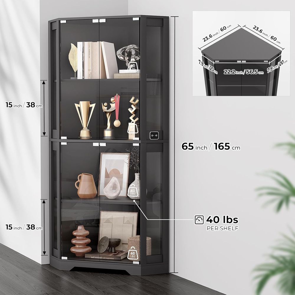 65 Beleuchtete Glasvitrine, 4- – Lighting & Home Decor Studio Bewertung und Preis