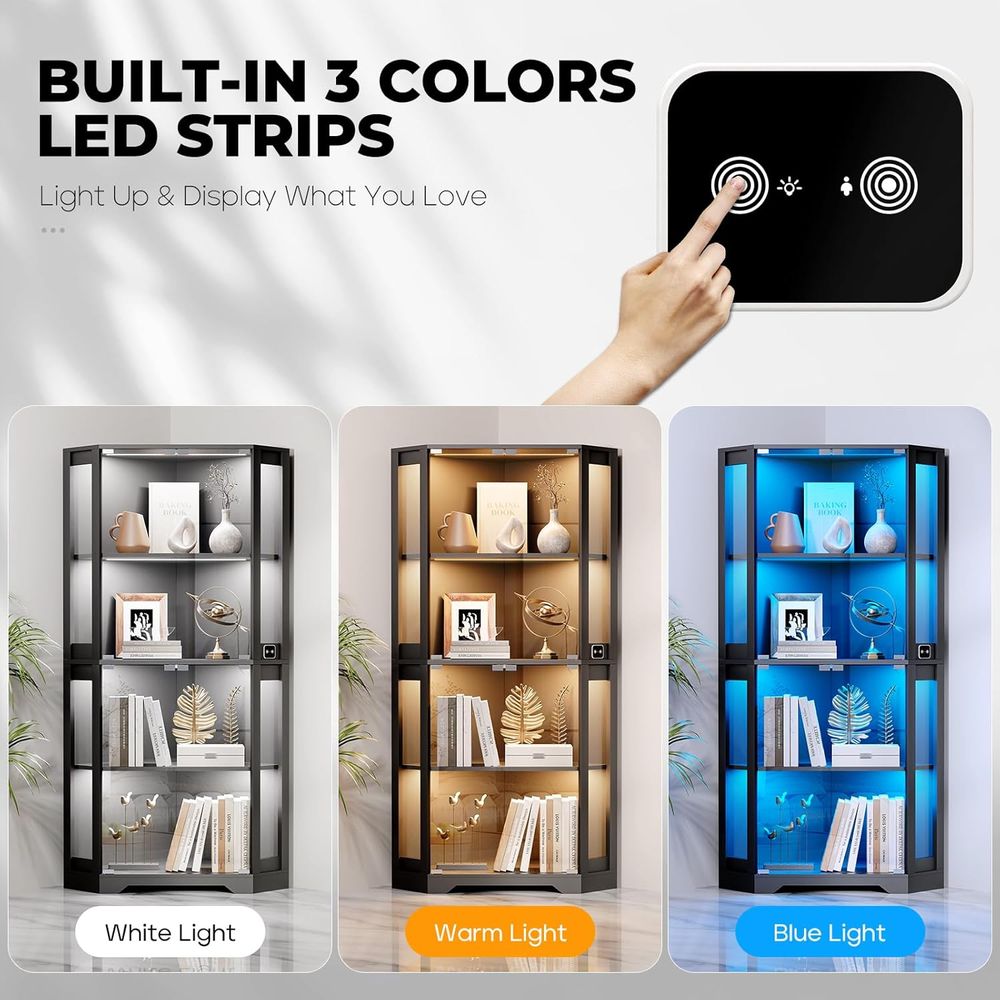 65 Beleuchtete Glasvitrine, 4- – Lighting & Home Decor Studio Bewertung und Preis