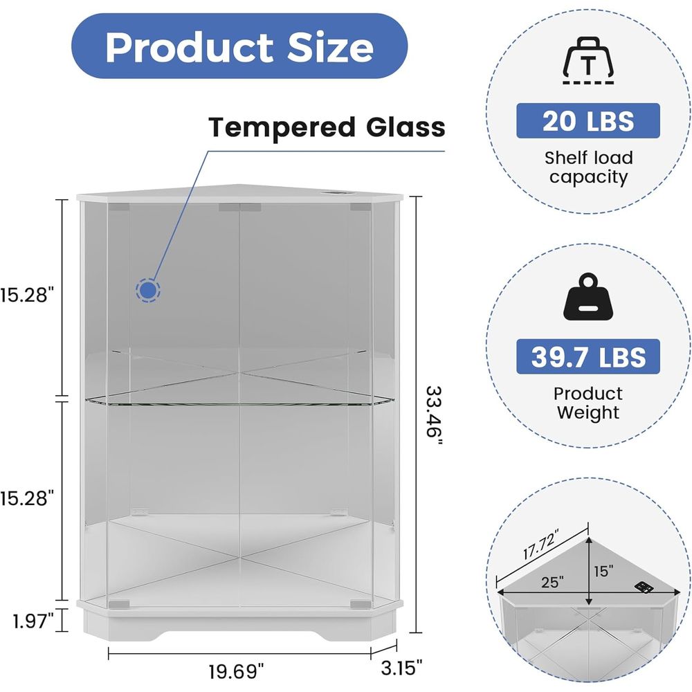 2-stöckige Glasvitrine mit LED – Lighting & Home Decor Studio Bewertung und Preis