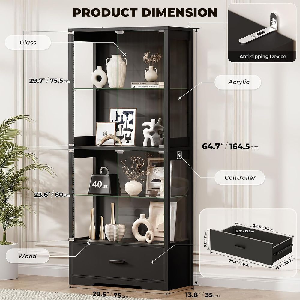 4-stöckiger Glas-Vitrinenschra – Lighting & Home Decor Studio Bewertung und Preis