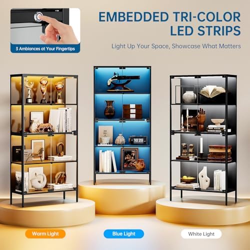 65-Zoll Glasvitrine mit 3-Farb – Lighting & Home Decor Studio Bewertung und Preis