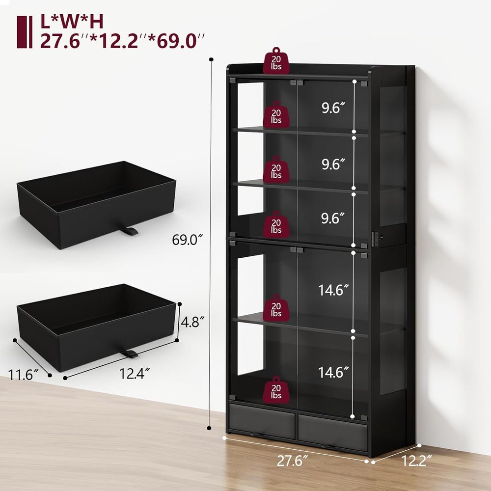 69 Zoll Hoher Schwarzer LED-Be – Lighting & Home Decor Studio Bewertung und Preis